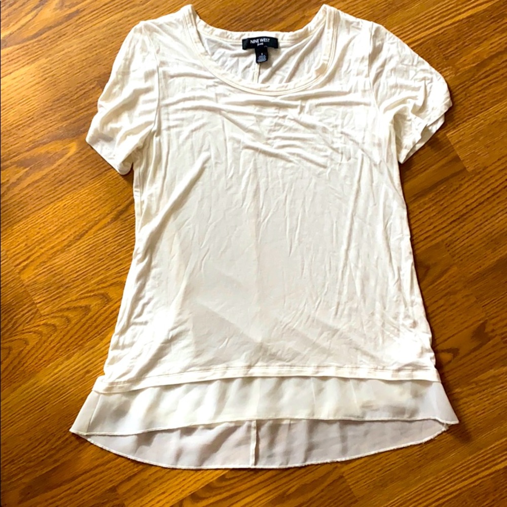 cream tee with sheer detail